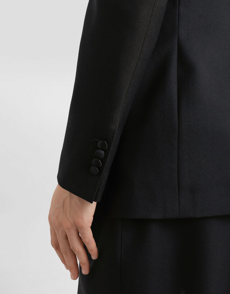 Dolce & Gabbana Zweireihige Jacke aus Wollgabardine Black G2VO5ZFU21E