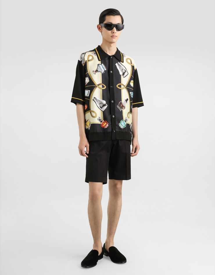 Dolce & Gabbana Silk and cotton shirt with perfume print Print GXV90TJFMKP