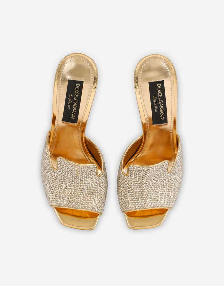 Dolce & Gabbana Mules con termostrass y tacón DG pop Dorado CR1392B9O82