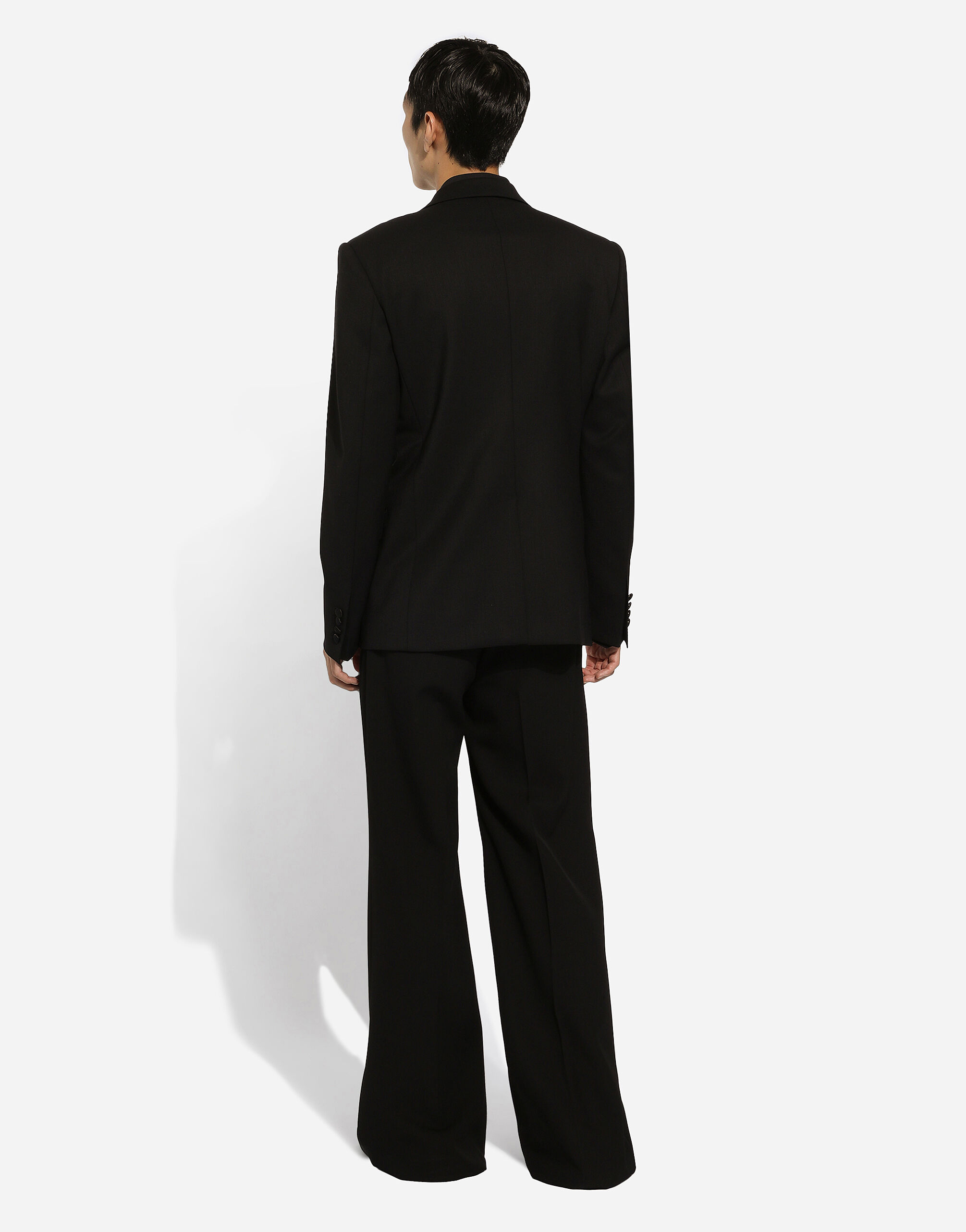 Embroidered single-breasted Sicilia-fit jacket in Black for Men