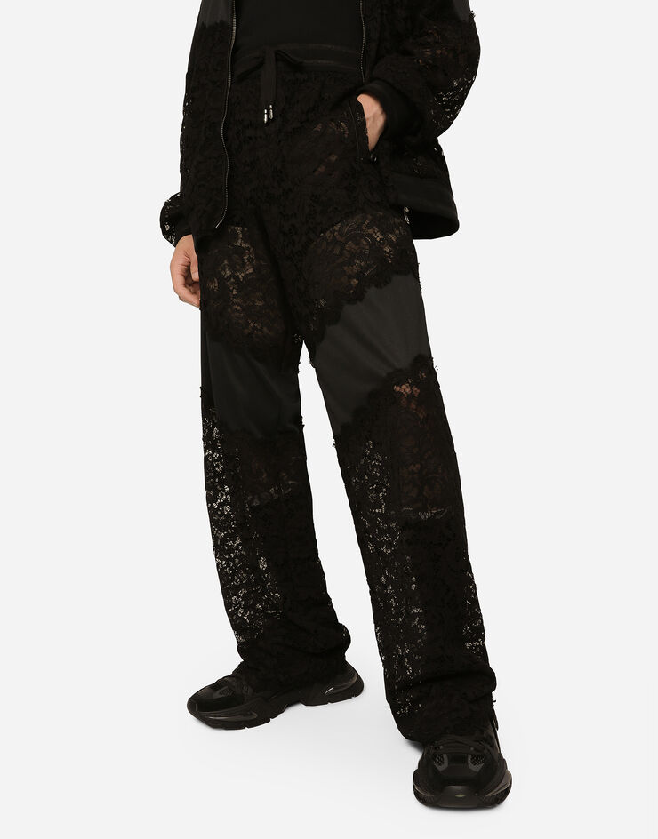 Dolce & Gabbana Cordonetto lace and jersey jogging pants Black GVVYHTHLM3T