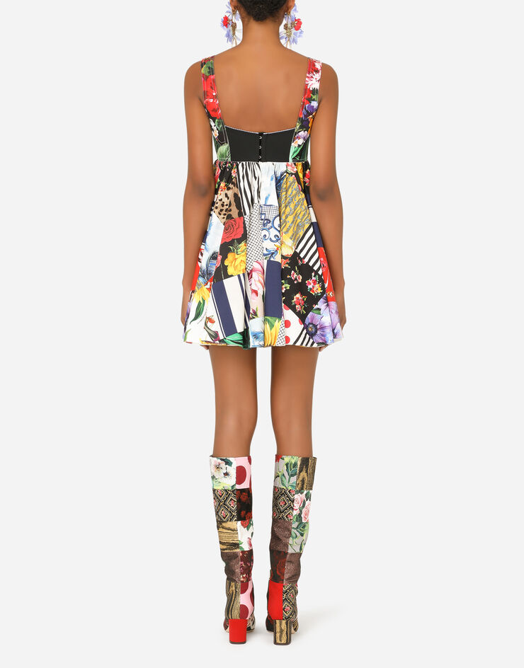 Dolce & Gabbana Short patchwork poplin dress 蓝 F6P0MTGDY45