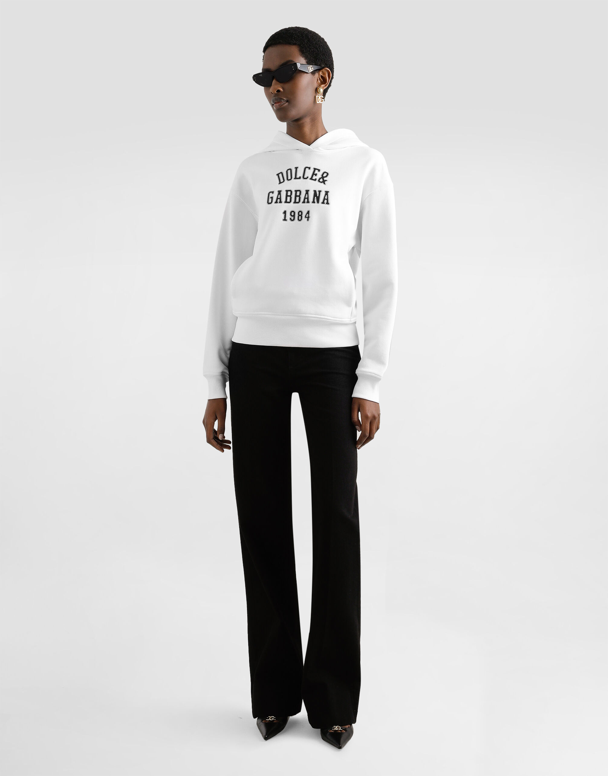 Whiteのウィメンズ Cotton sweatshirt with embroidery | Dolce&Gabbana®