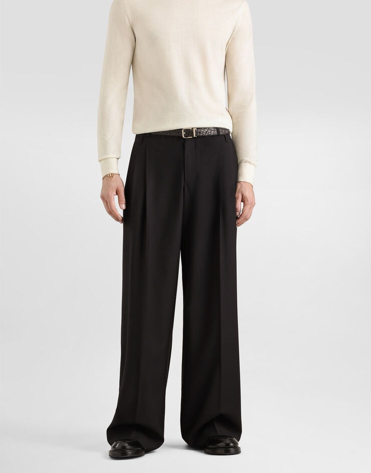 Dolce & Gabbana Wool faille trousers Blue GP0S2TFU2Z8