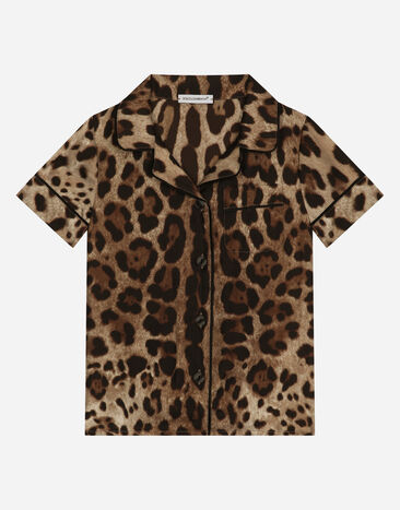 Dolce & Gabbana Camisa de sarga con estampado de leopardo Estampado Animalier L53S92G7I2K