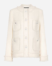 Dolce & Gabbana Single-breasted raschel tweed jacket White F29UCTFU1L6