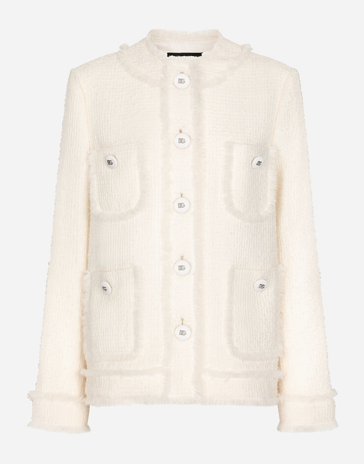 Dolce & Gabbana Single-breasted raschel tweed jacket White F29TPTFMMHN