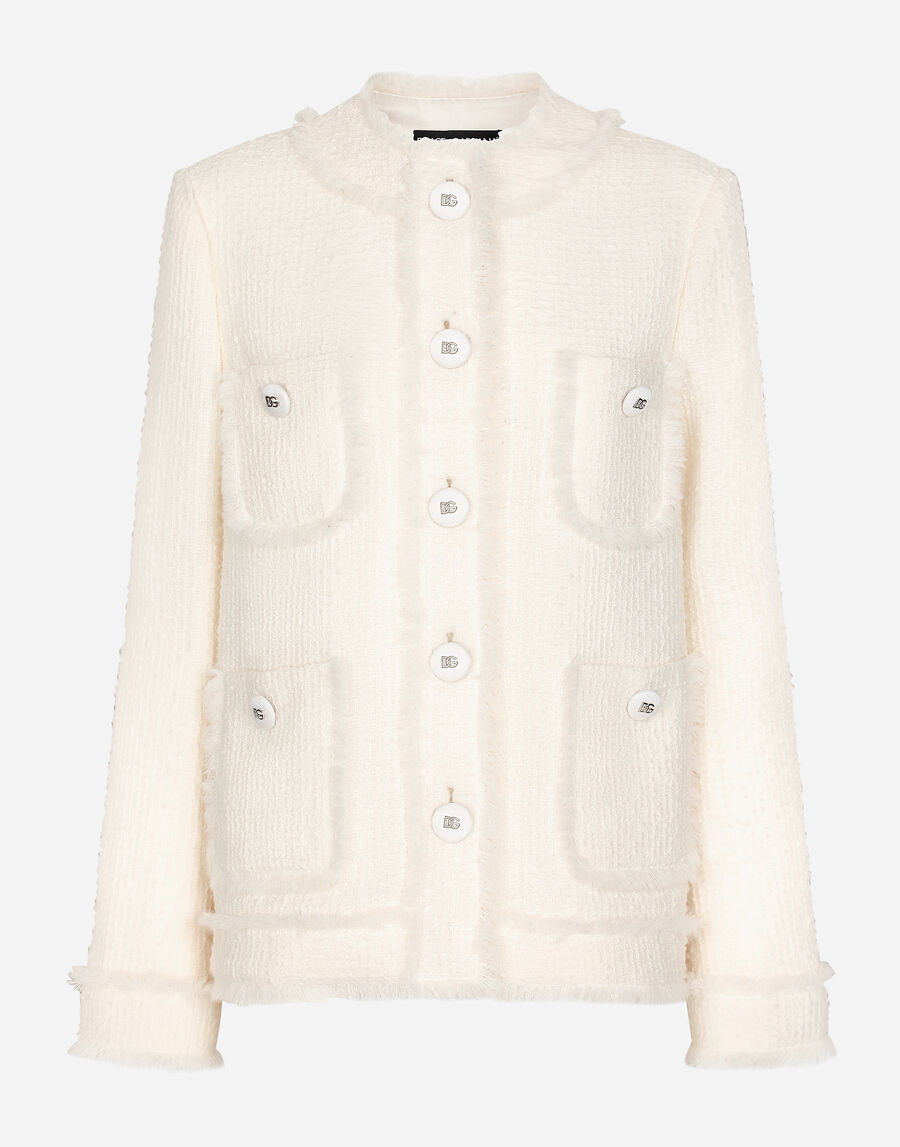 Single-breasted raschel tweed jacket