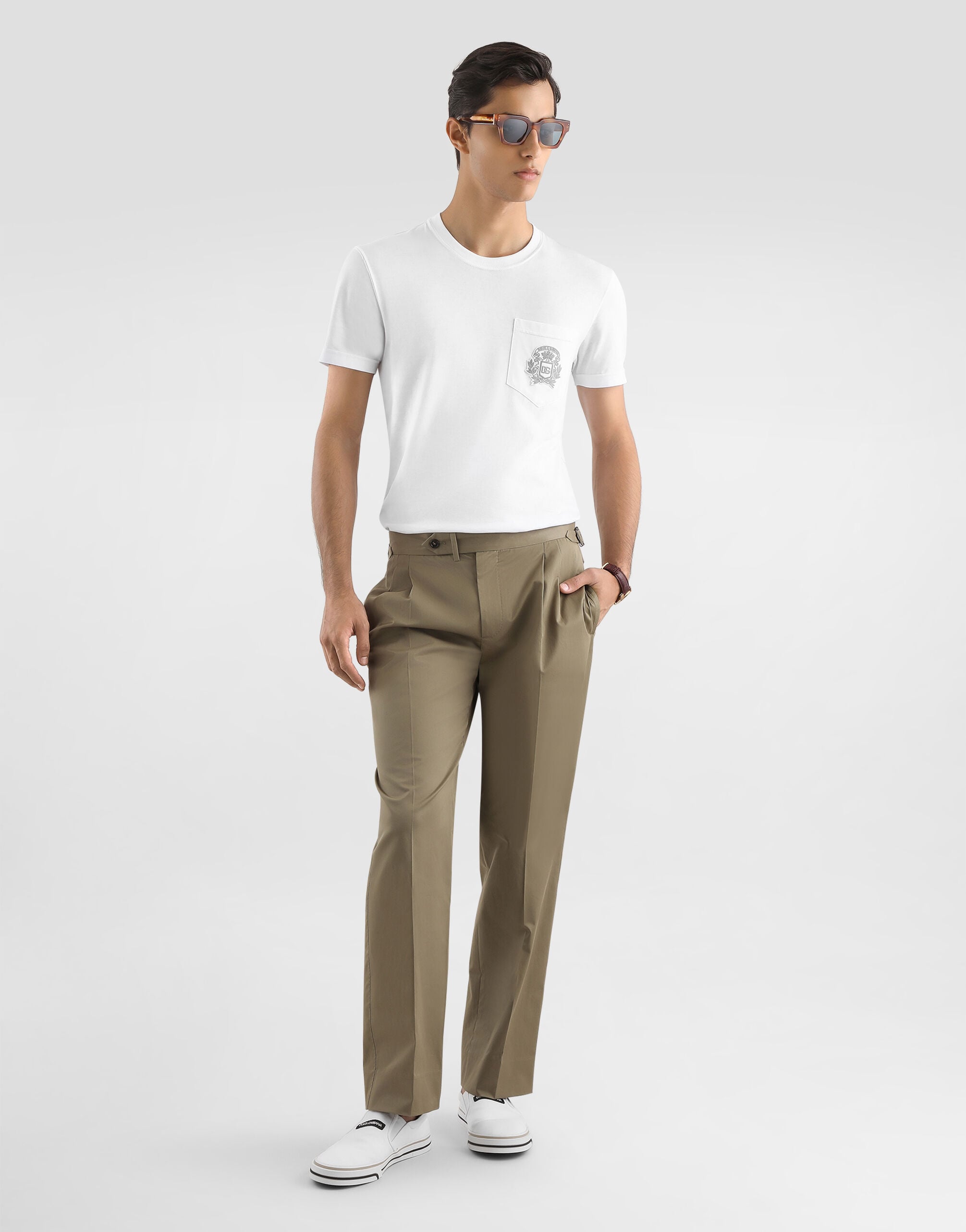 Cotton t-shirt with embroidery in White for Men | Dolce&Gabbana® US