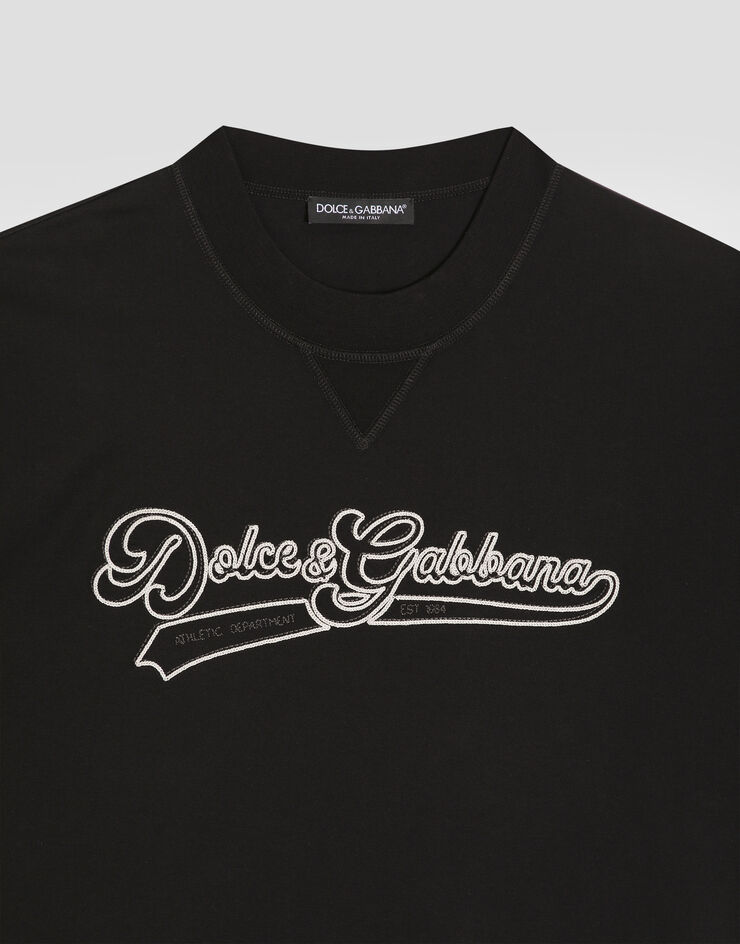 Dolce & Gabbana Cotton t-shirt with embroidery Black G8TO6ZG7PON
