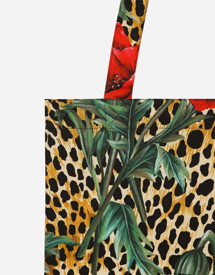 Dolce & Gabbana حقيبة تسوق من قماش كانفاس بطبعة زهرة الخشخاش مطبعة GZ031AGI897