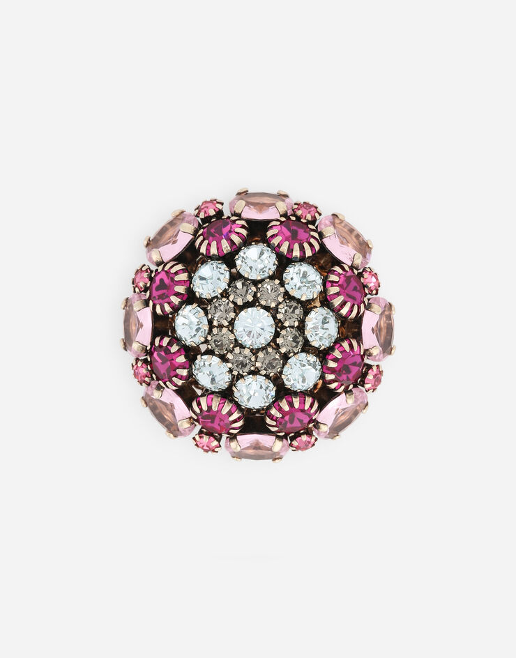 Dolce & Gabbana Metal brooch with multi-colored rhinestones Multicolor WPO1M8W1111