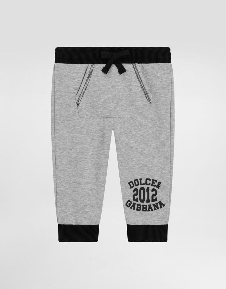 Dolce & Gabbana Fleece trousers with Dolce&Gabbana print Grey L1JPKZG7PCC