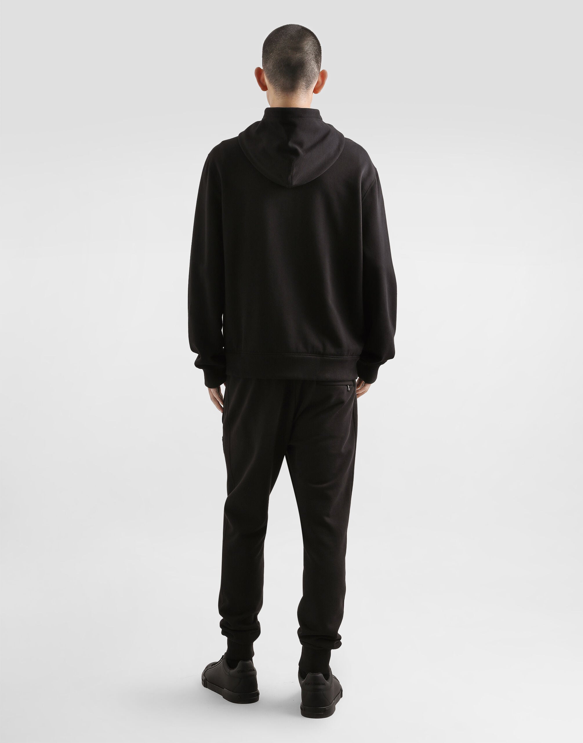 Cotton hoodie heraldic patch in Black for Men | Dolce&Gabbana® US