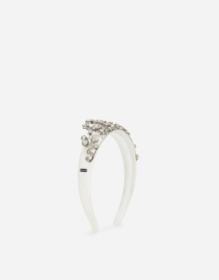 Dolce & Gabbana Satin crown headband with crystals White WHN8J1W1111