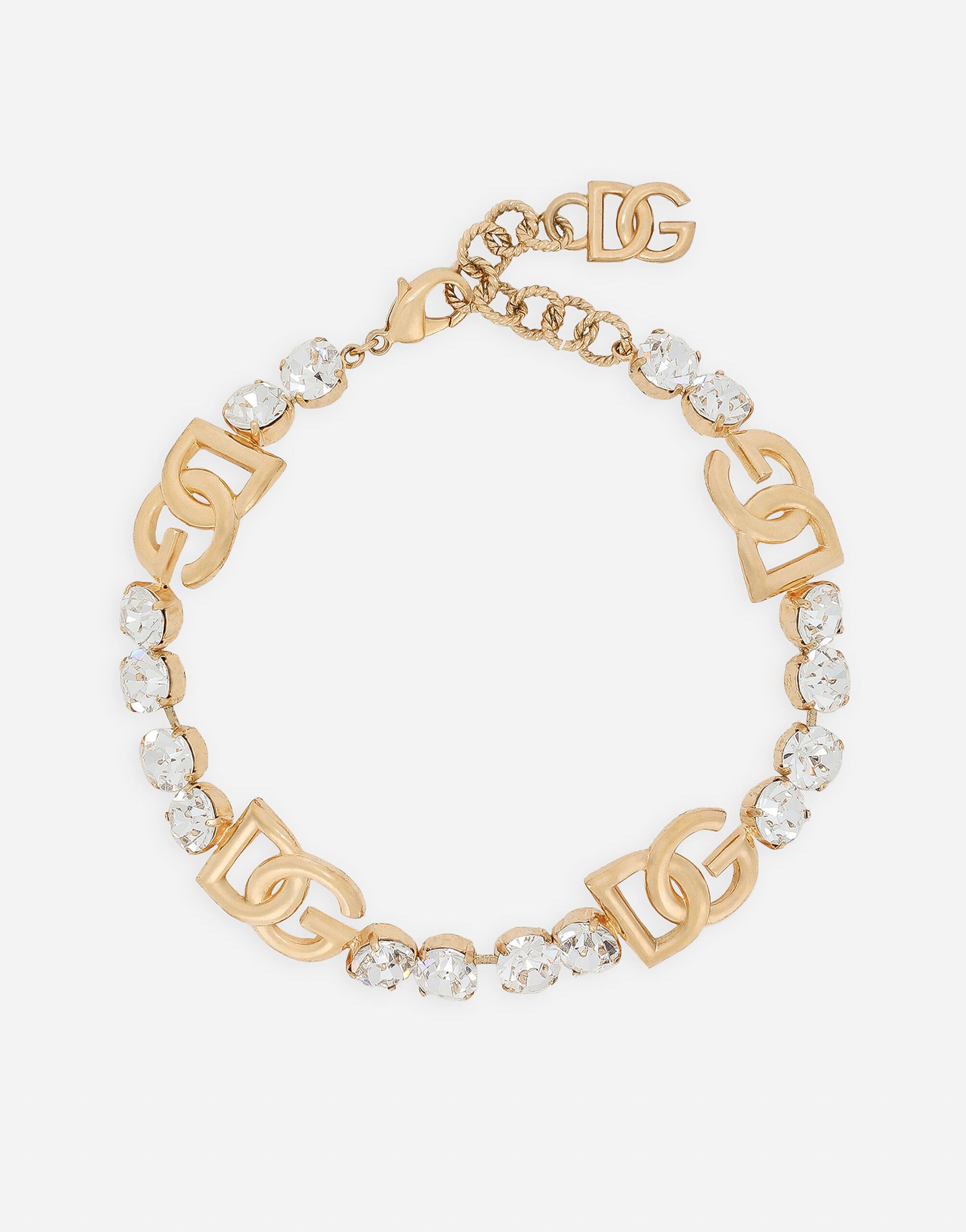 Dolce&Gabbana Rhinestoned choker with DG logo Gold WNP6C1W1111