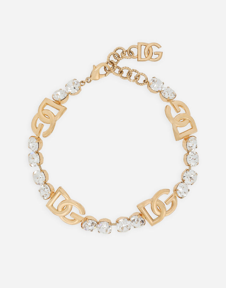 Dolce & Gabbana Ожерелье-чокер из стразов с логотипом DG золотой WNO4S6W1111