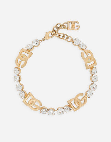 Dolce & Gabbana Ожерелье-чокер из стразов с логотипом DG золотой WNP4L2W1111