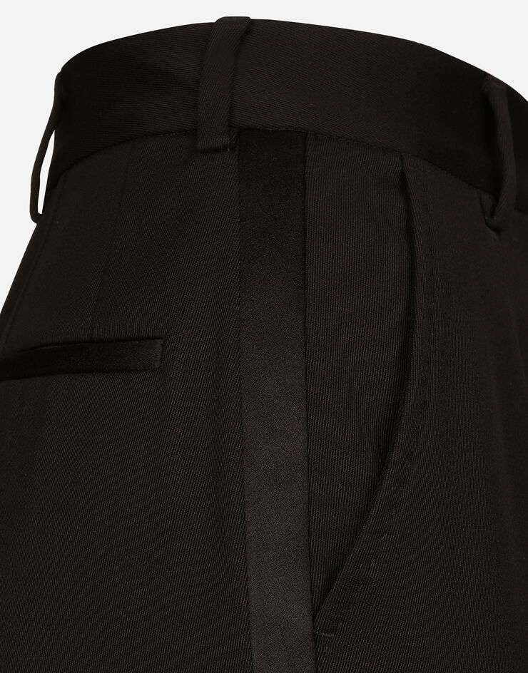 Dolce & Gabbana Zigarettenhose aus Wollgabardine mit hohem Bund Black FTAM0TFU28J