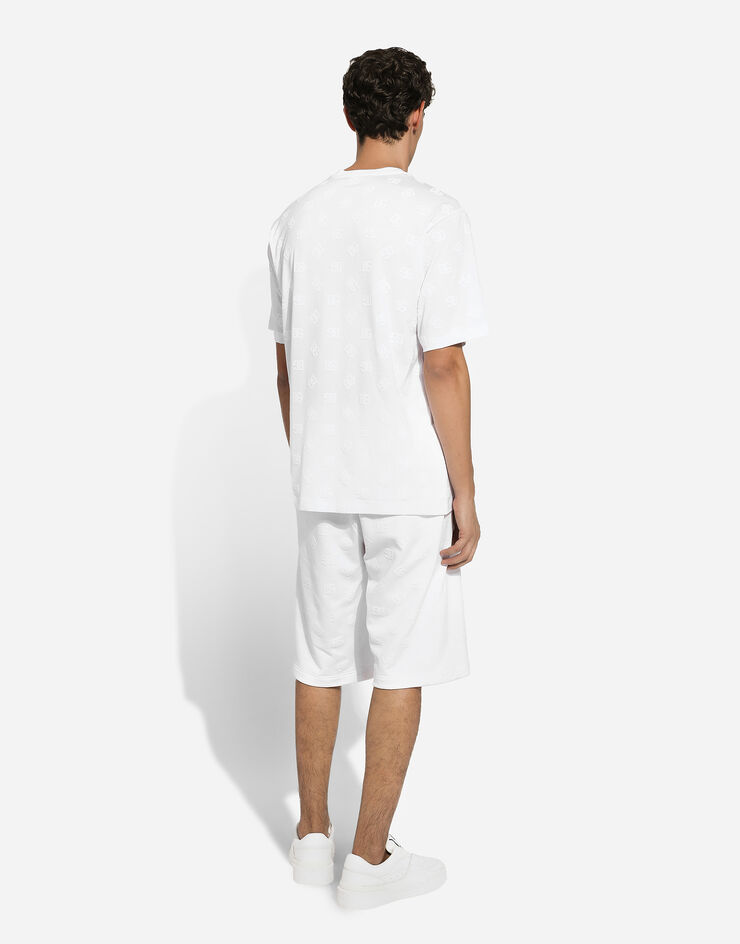 Dolce & Gabbana DGフロックプリント ジャージー ジョギングショートパンツ  ホワイト GP0C6TG7NWD