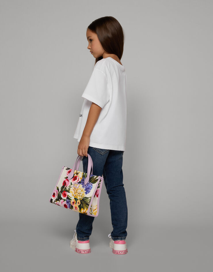 Dolce & Gabbana T-shirt in jersey stampa mix di fiori Bianco L5JTHWG7M1Y