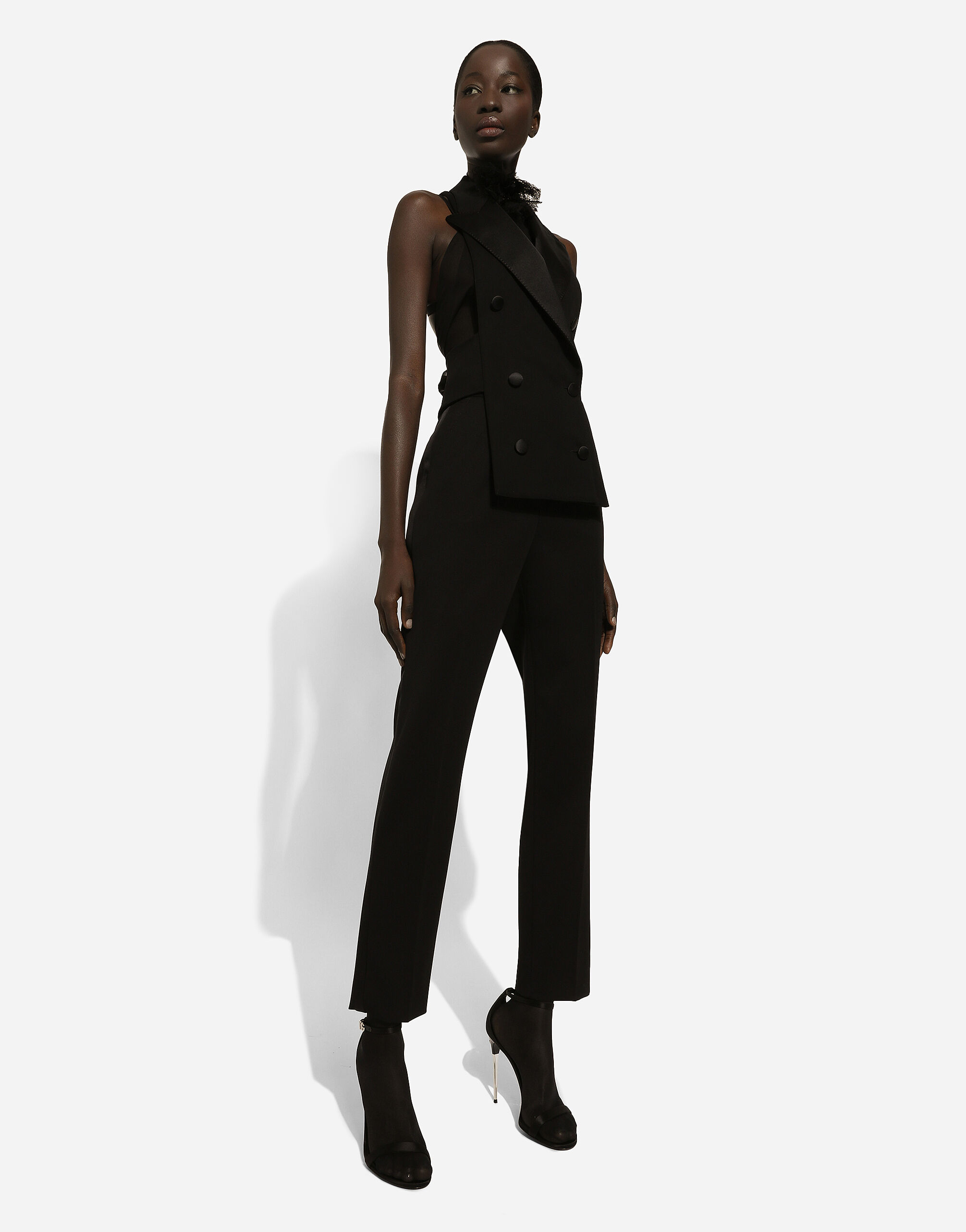 High-waisted wool gabardine cigarette pants in Black for Women |  Dolce&Gabbana® US