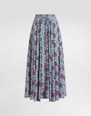 Dolce & Gabbana Small flower bouquets-print circle skirt Multicolor F4DBGTFSA78