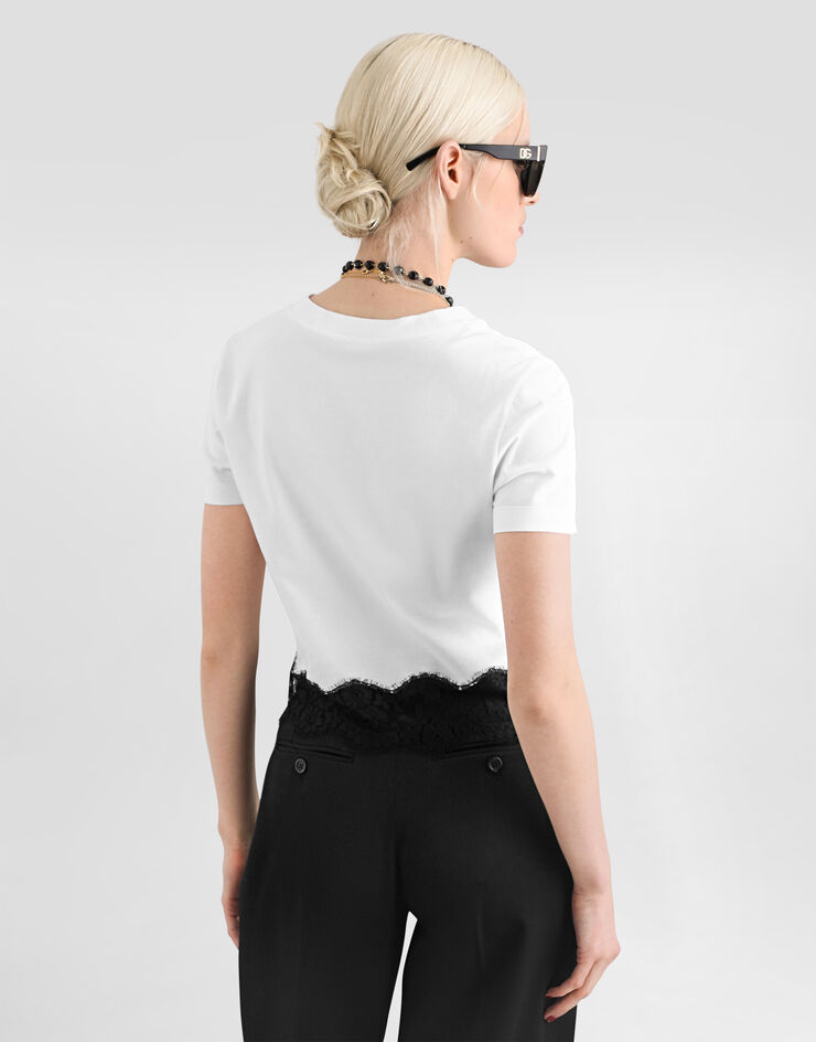 Dolce & Gabbana Jersey t-shirt with lace Dolce & Gabbana Jersey t-shirt with lace White F8W71ZFU7EQ