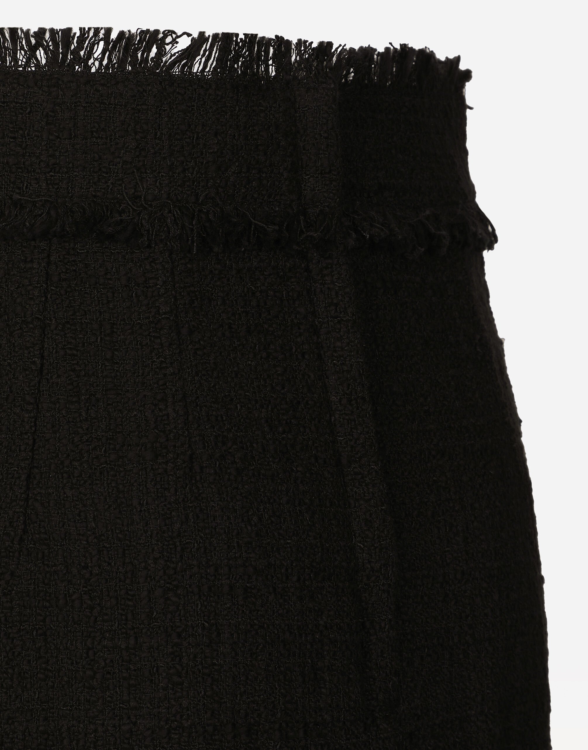 【DOLCE&GABBANA】ミディスカート ツイード DGロゴ ブラック ブラックのウィメンズ Tweed midi skirt with DG logo