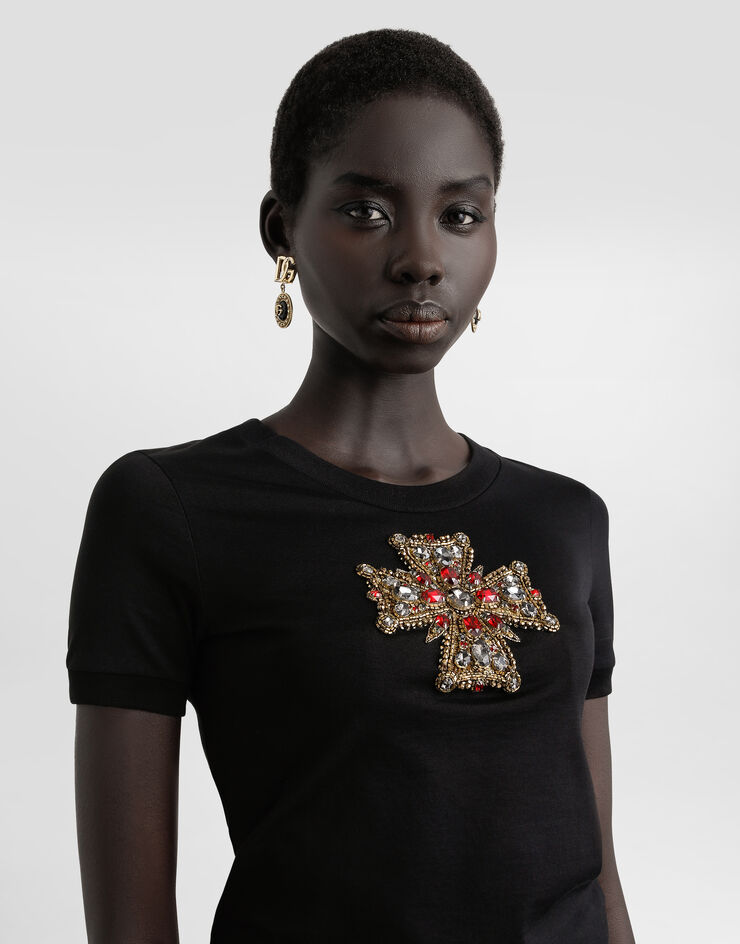 Dolce & Gabbana 水晶十字架棉质 T 恤 黑 F8N08ZGDC7G