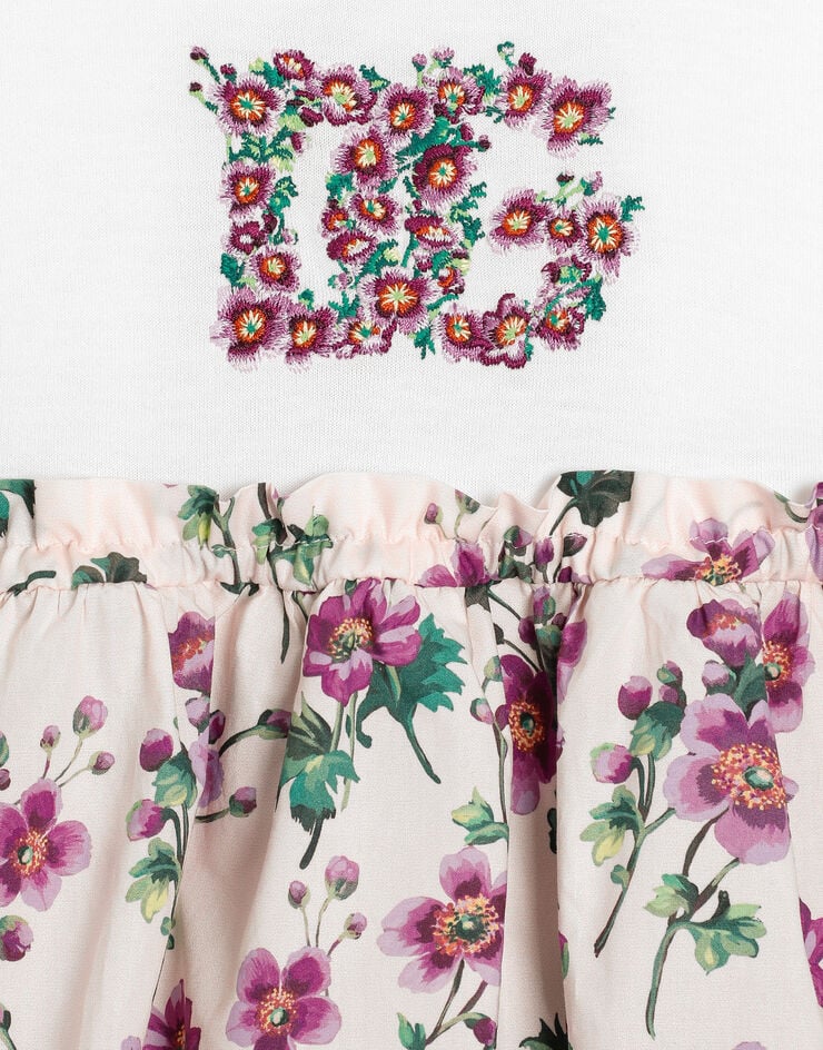 Dolce & Gabbana FlowerJerseydress with DG logo embroidery Multicolor L2JD9HG7PHW