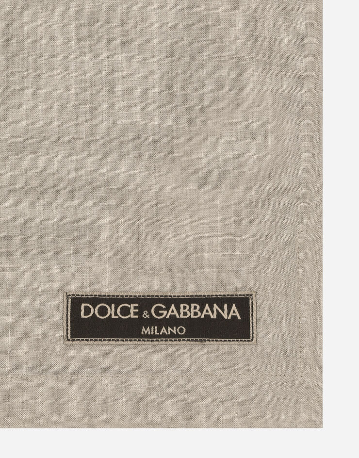Dolce & Gabbana Camisa de lino con etiqueta con logotipo Beige L44S02G7NWR