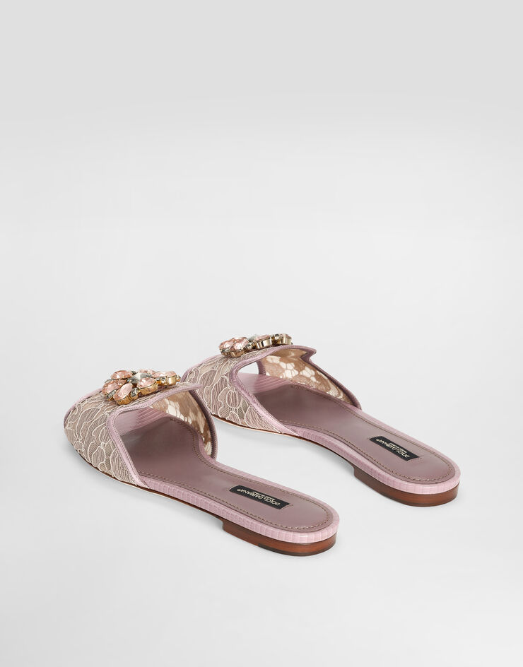 Dolce & Gabbana Lace rainbow slides with brooch detailing Blush CQ0023AG667