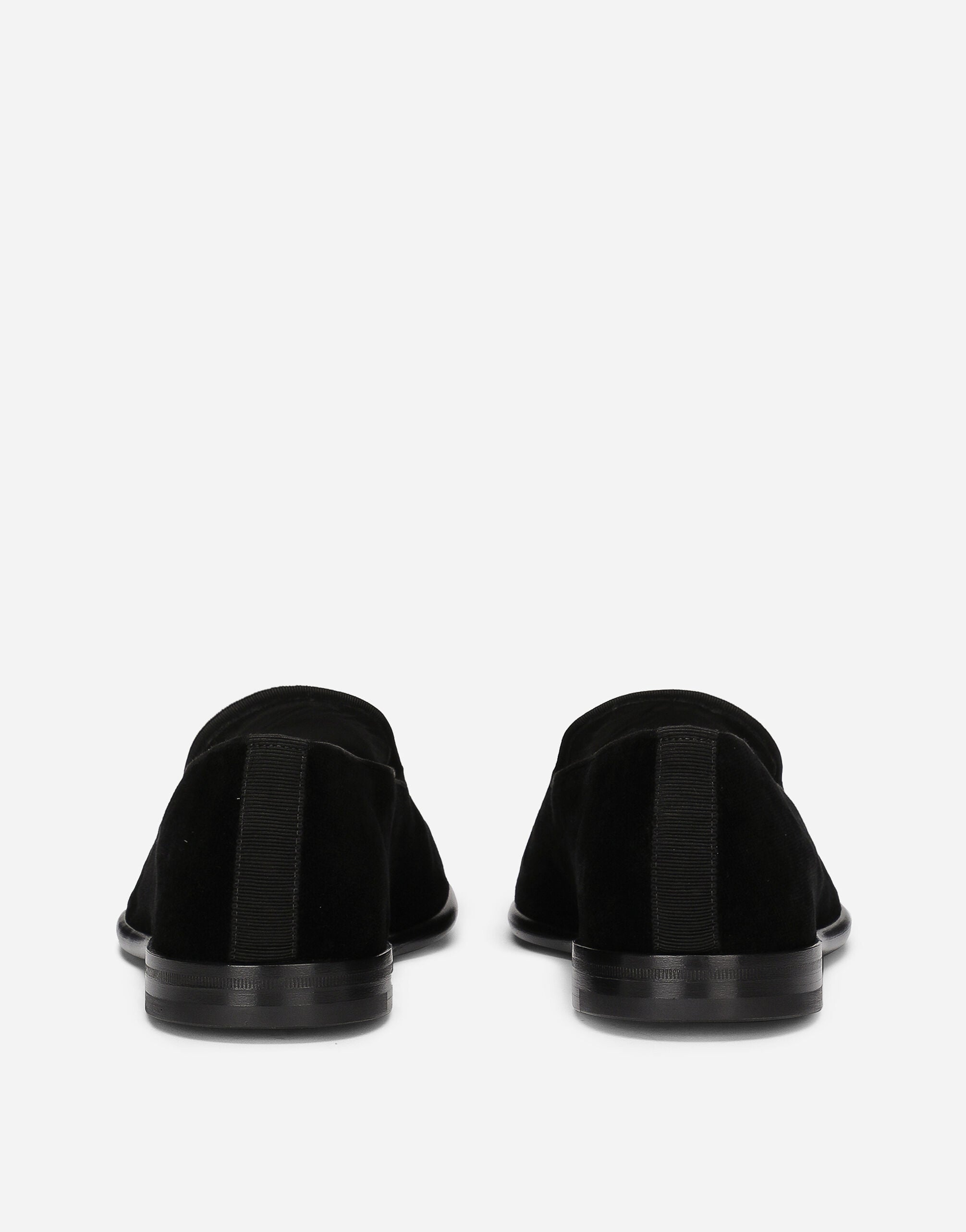 Velvet slippers with DG logo in Negro for Men | Dolce&Gabbana®