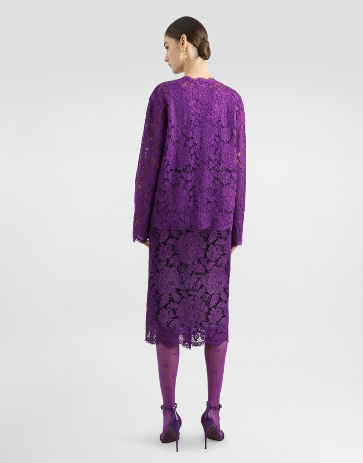 Dolce & Gabbana Skirt in cordonetto lace Purple F4B7ITHLM7L
