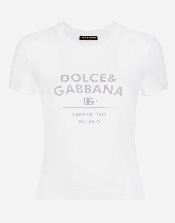 Dolce & Gabbana Jersey T-shirt with Dolce&Gabbana lettering White F8U48TGDB6W