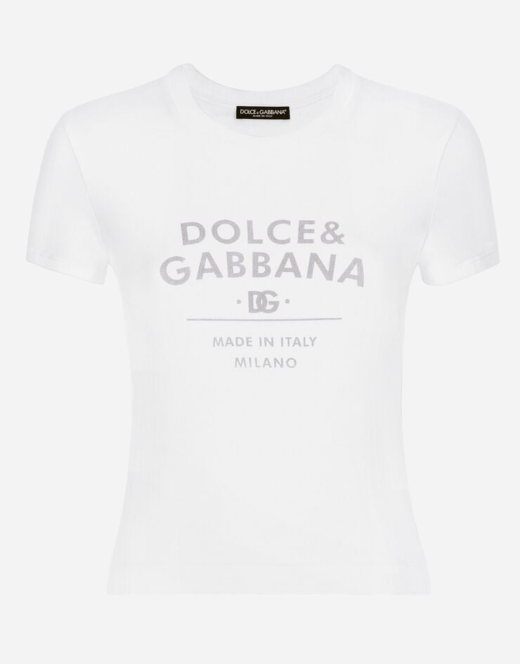 Dolce & Gabbana T-Shirt aus Jersey mit Schriftzug Dolce&Gabbana Weiss F8U48TGDB6W