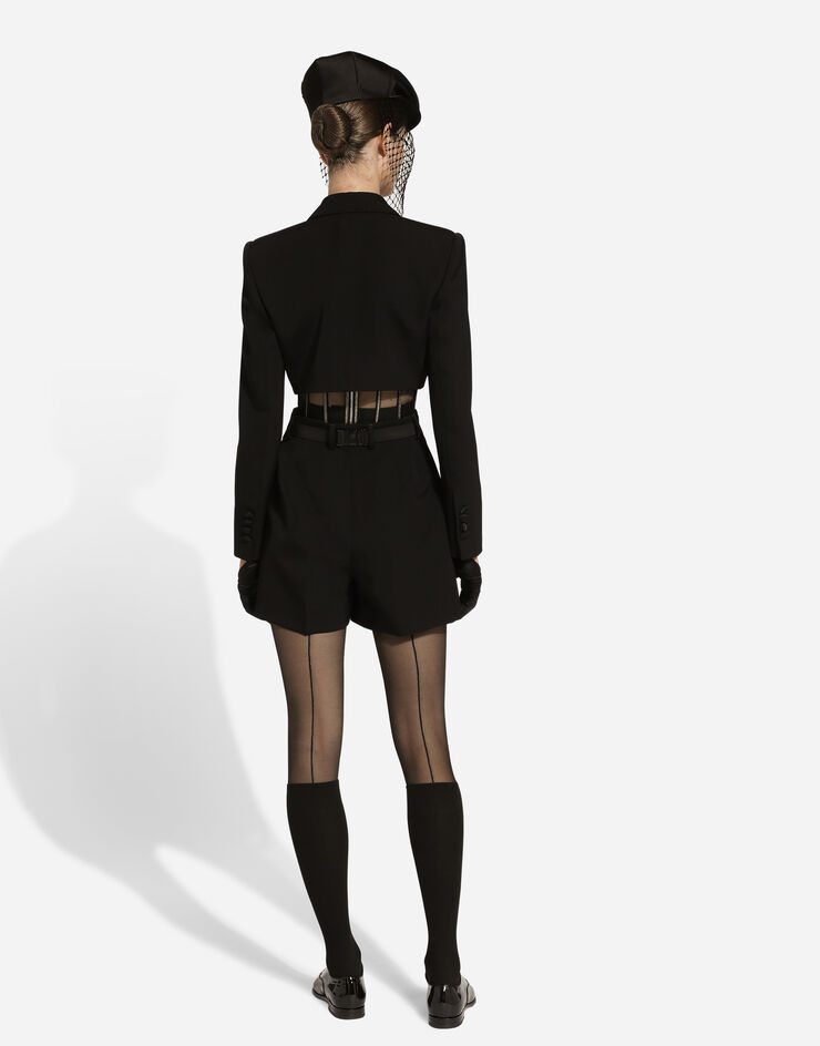 Dolce & Gabbana Wool gabardine tuxedo shorts Black FTC78TFU21E