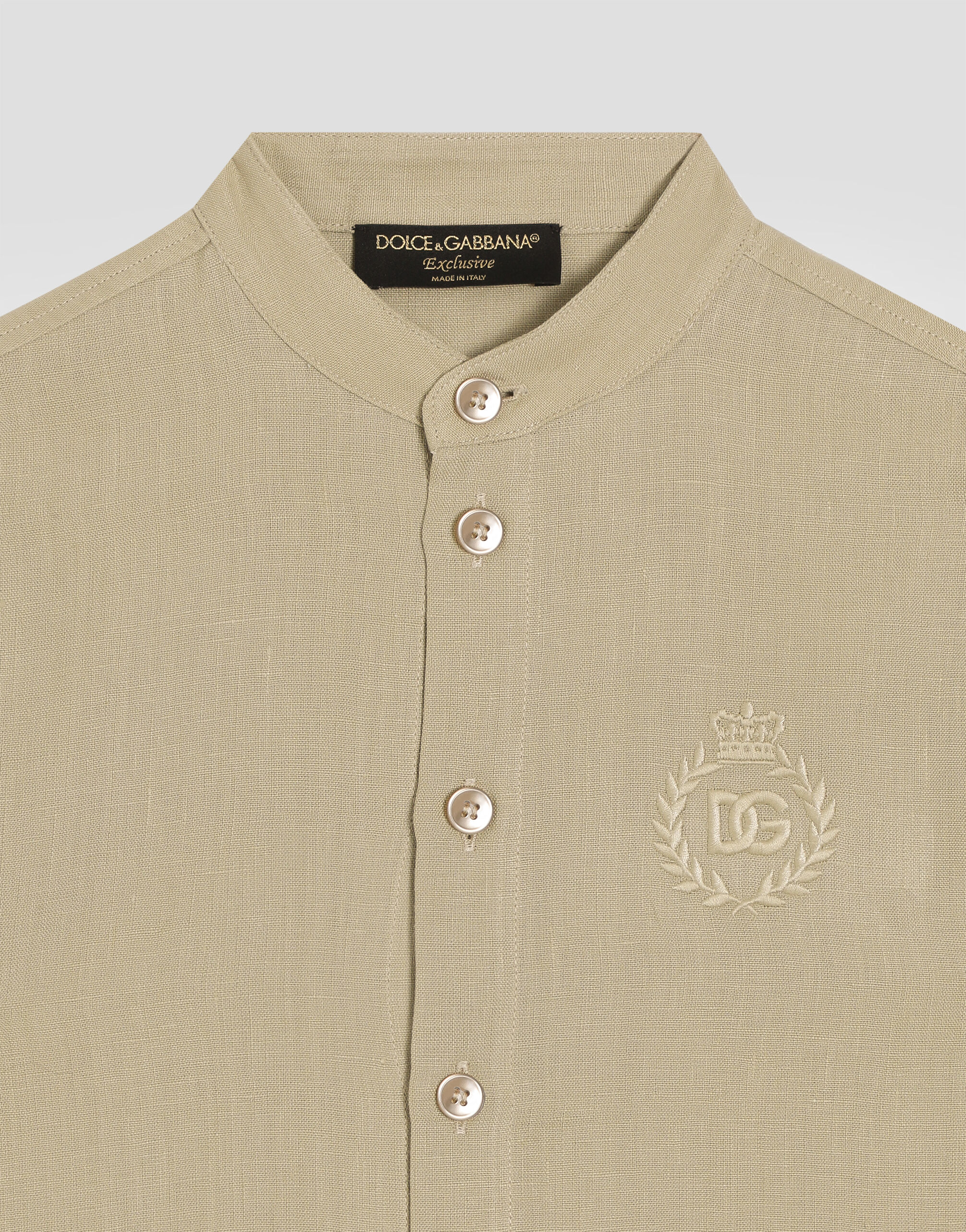 Linen shirt with DG logo embroidery in Beige for Men