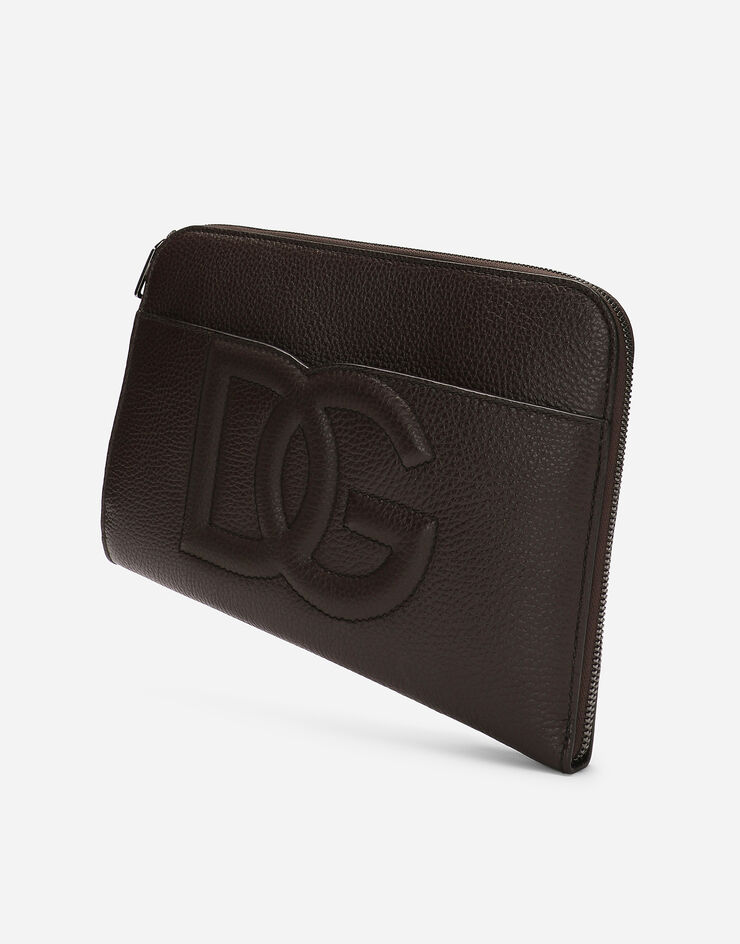 Dolce & Gabbana Cartera de mano mediana en piel de ciervo Marrón BM2338A8034