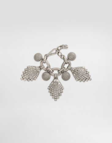 Dolce & Gabbana Großes Armband mit Kette und Strassbesatz und DG-Logo Silber WBR2E5W1111