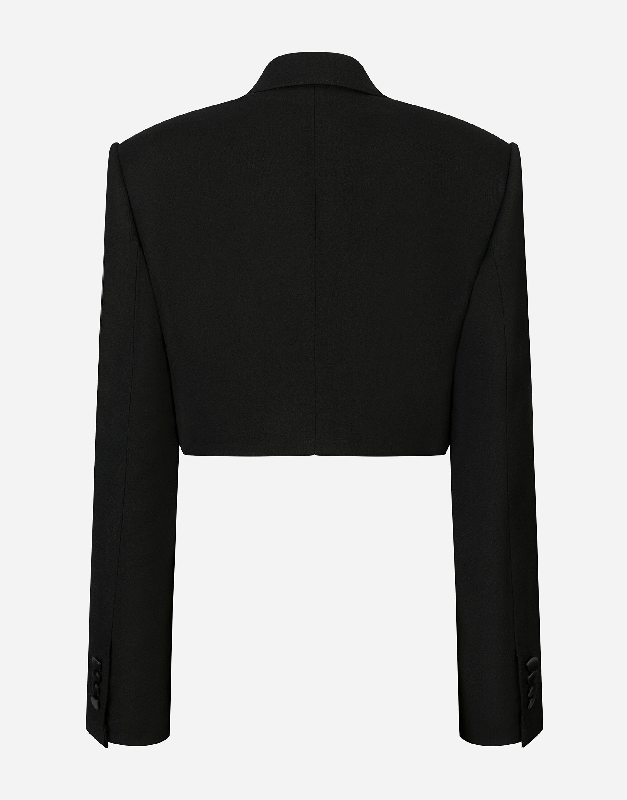 Short double wool tuxedo jacket in Black for Women