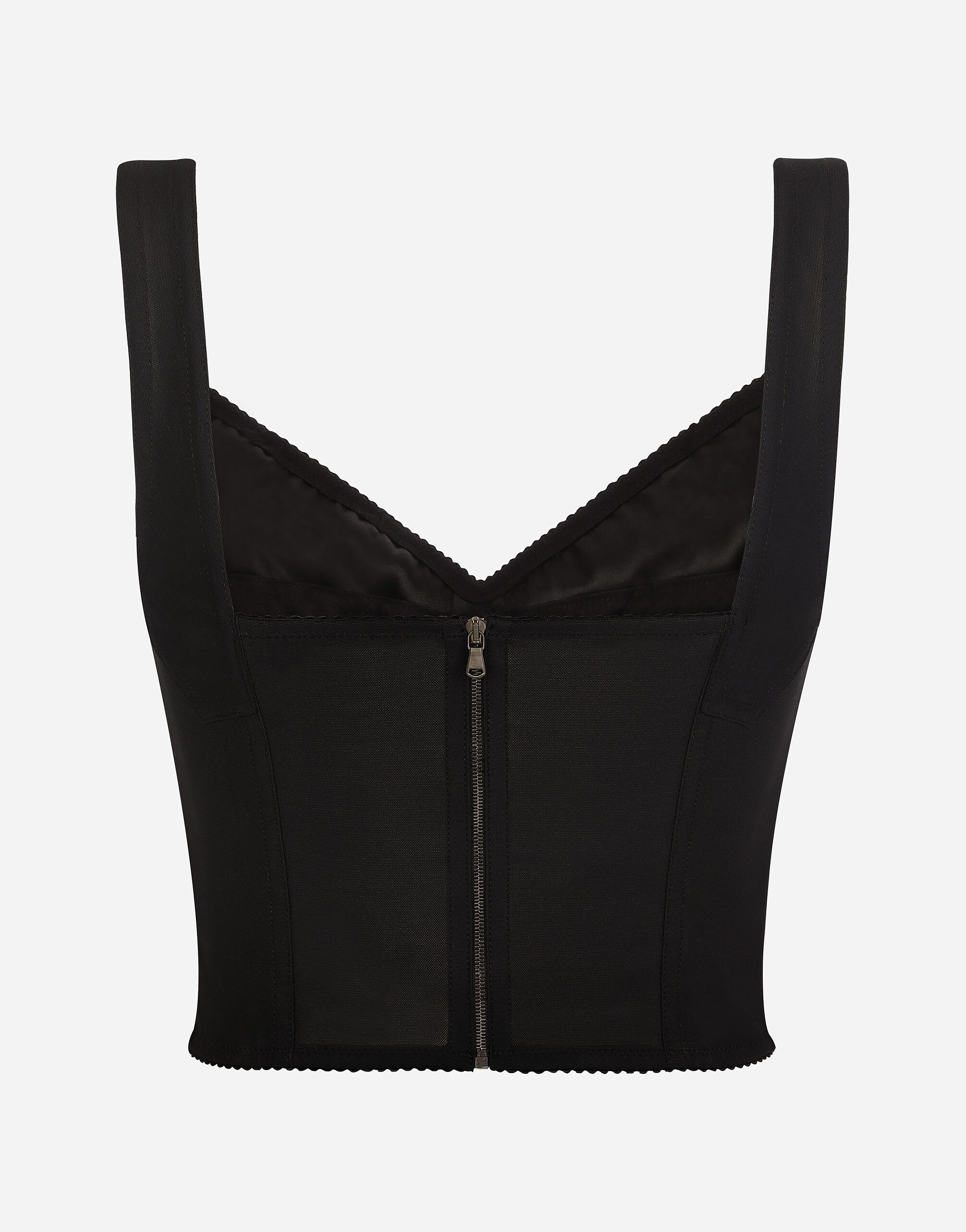 Shaper corset bustier top in jacquard and lace in BLACK for Women Dolce Gabbana