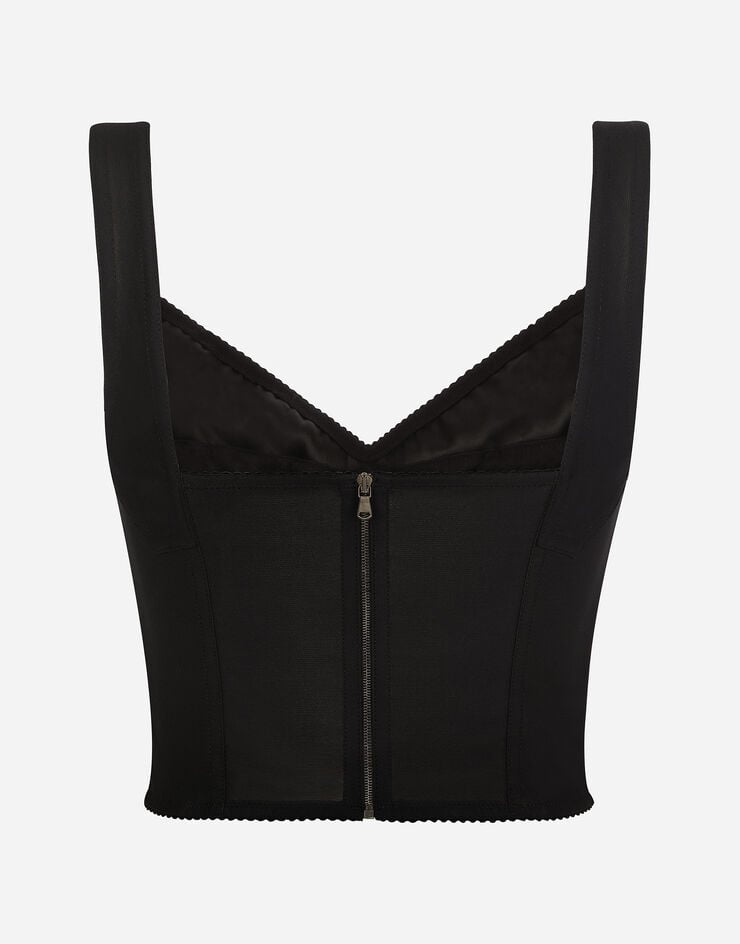 Dolce & Gabbana Corpiño-corsé de tejido corsetero en jacquard y encaje Negro F7T19TG9798