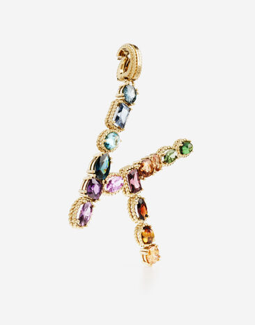 Dolce & Gabbana Charm K Lettering 18kt yellow gold and multicolored gems Gold WANR1GWMIXK