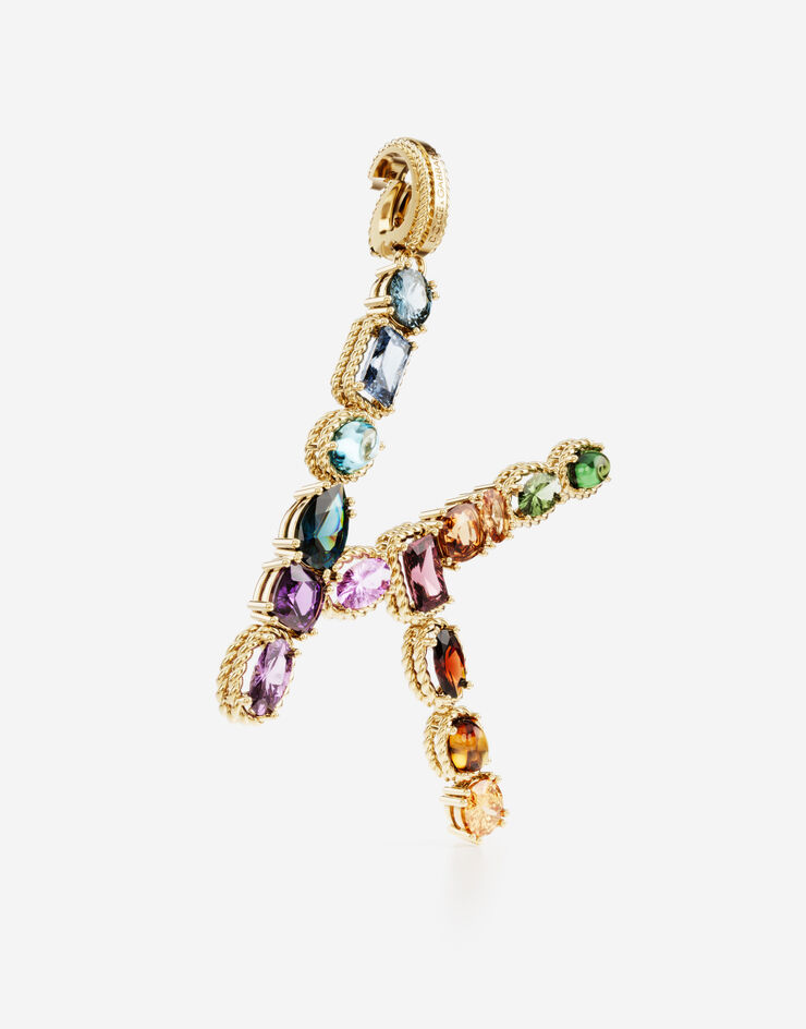 Dolce & Gabbana Charm K Rainbow alphabet in oro giallo 18kt con gemme multicolore Oro WANR1GWMIXK