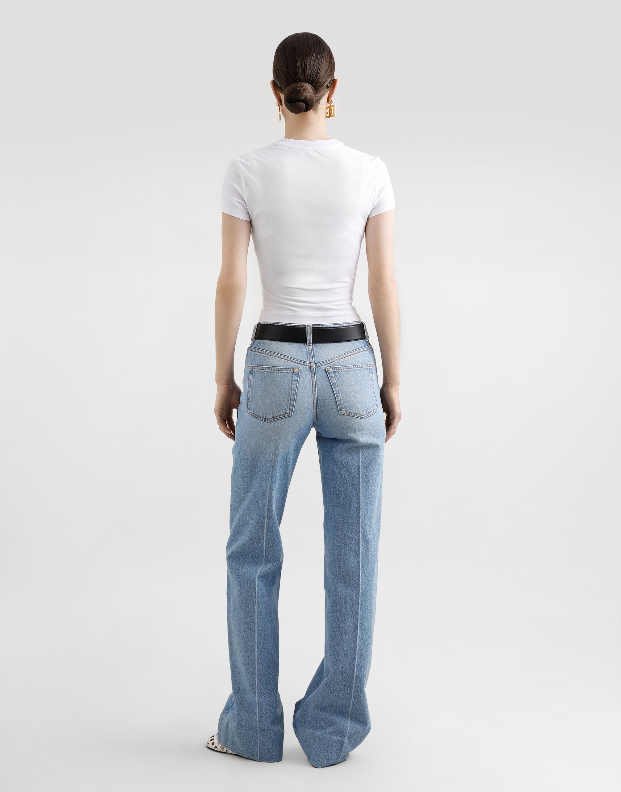 Short T-shirt with DG logo in White for Women | Dolce&Gabbana® US