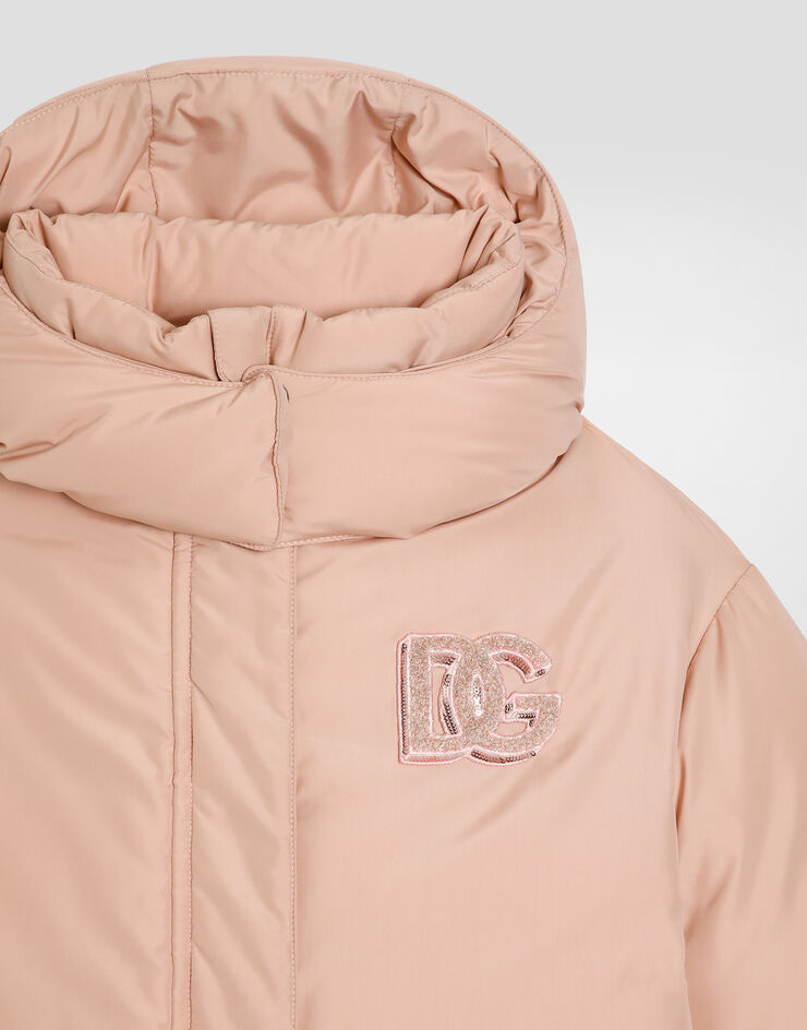 Dolce & Gabbana Short nylon down jacket Beige L5JBS1FUS3W