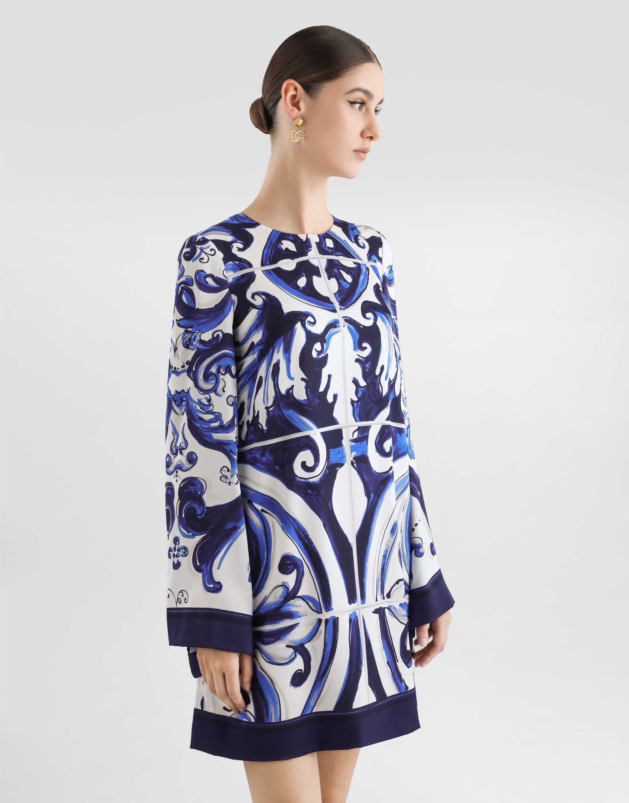 Majolica-print charmeuse dress - thumbnail 5
