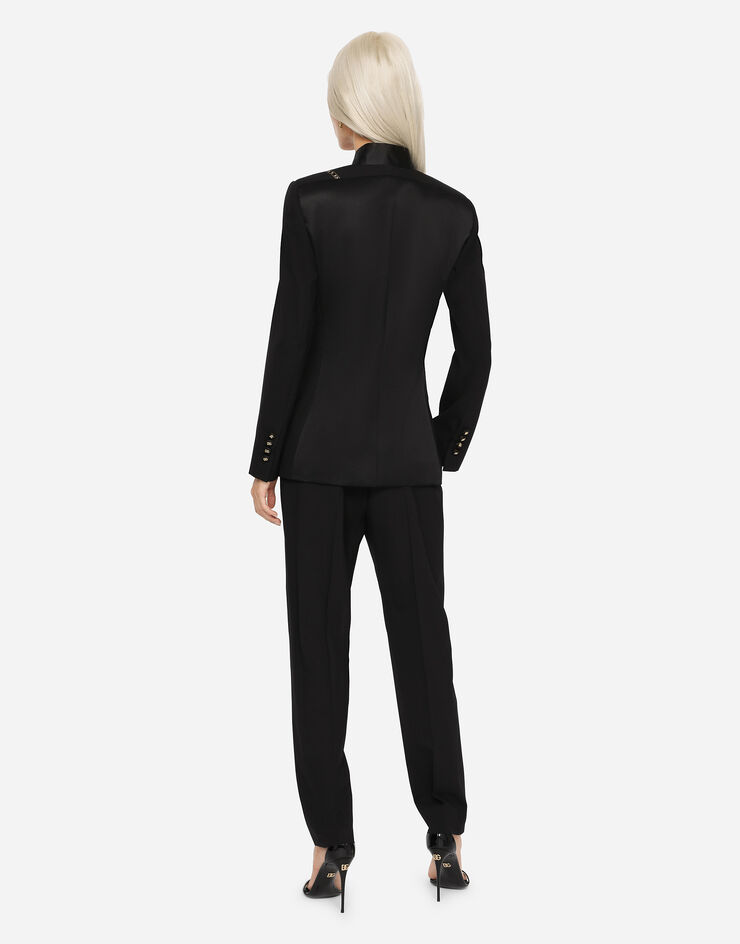 Dolce & Gabbana Woolen pants with branded selvedge Black FTAM2TFUBEF